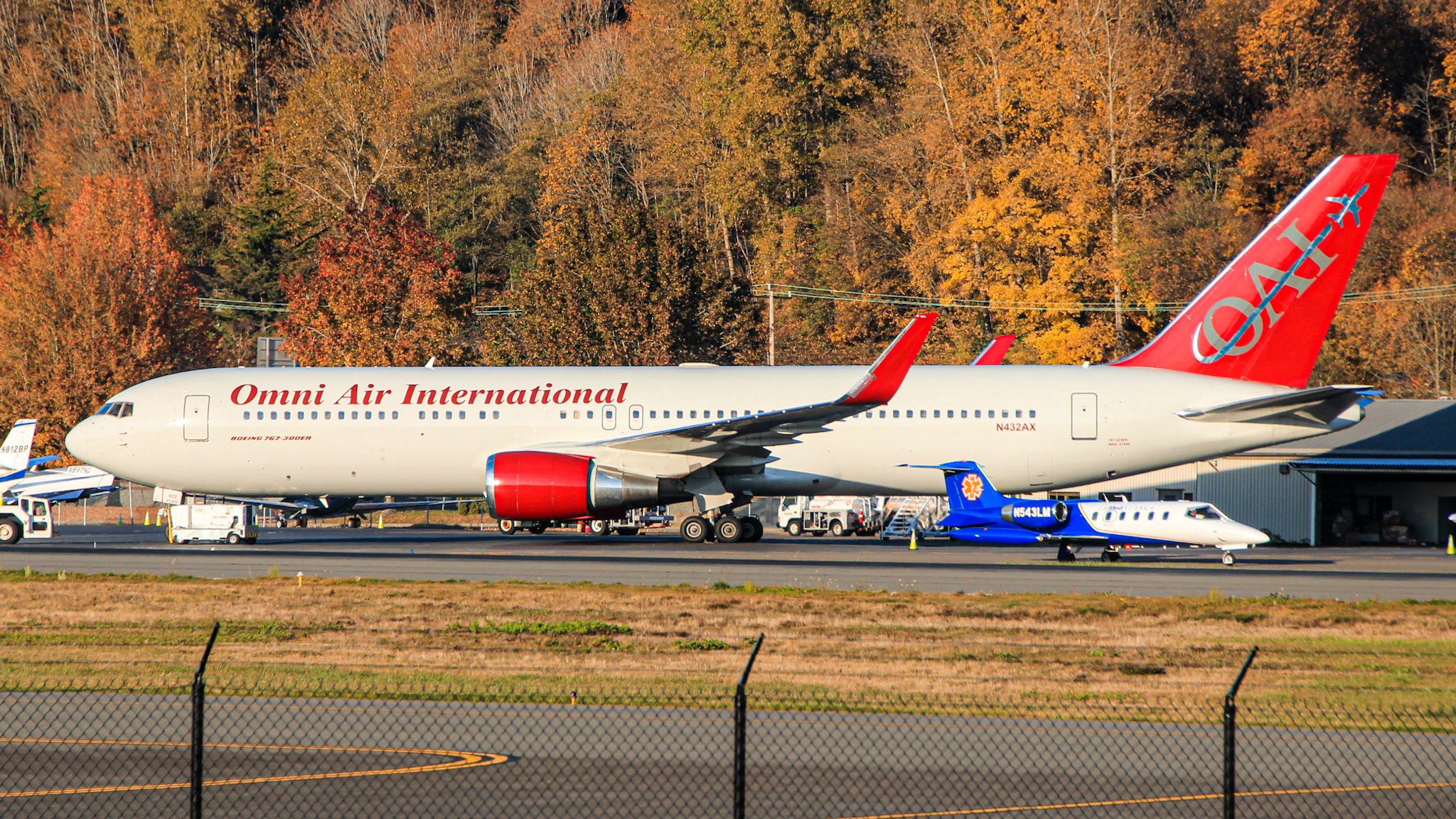 Full size: Omni Air International Boeing 767-300 N432AX at Boeing Field/King County International Airport